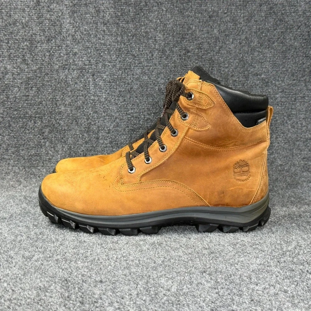 Timberland Premium Waterproof Boots Men's 15 Brown Leather Lace Up Work Hiking